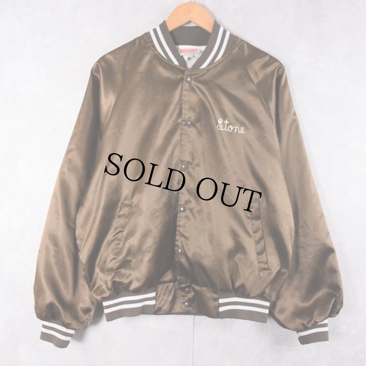 画像2: 90's HARTWELL USA製 チェーン刺繍 ナイロンスタジャン L (2)