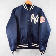 画像1: 90's STARTER Diamond collection USA製 "New York Yankees" ロゴワッペン付き ナイロンスタジャン NAVY M (1)