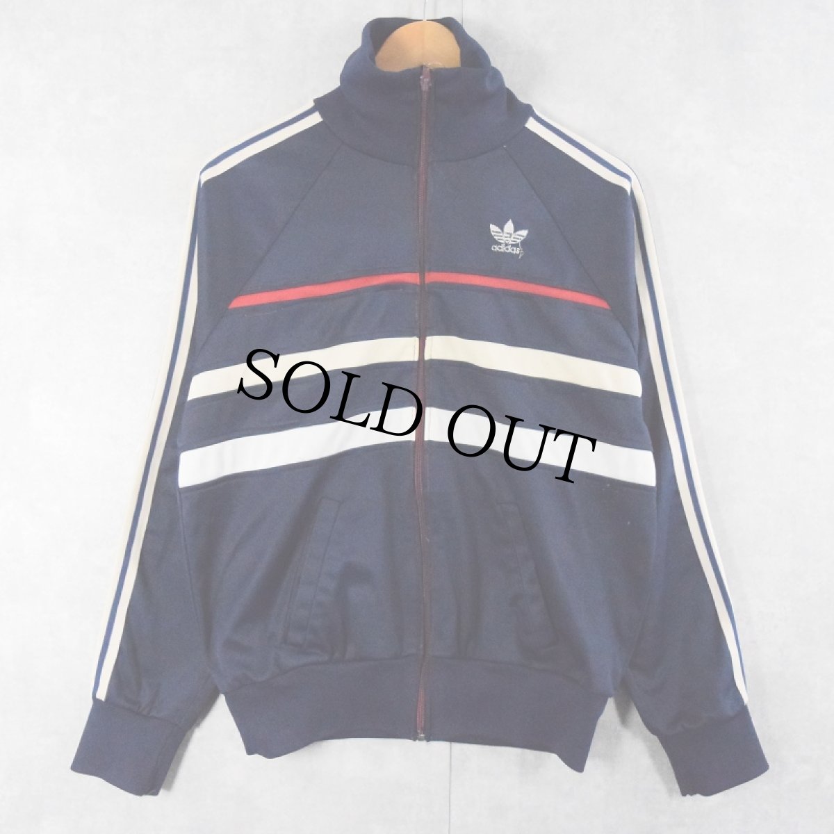 画像1: 70's adidas FRANCE製 ボーダー柄 トラックジャケット NAVY M (1)