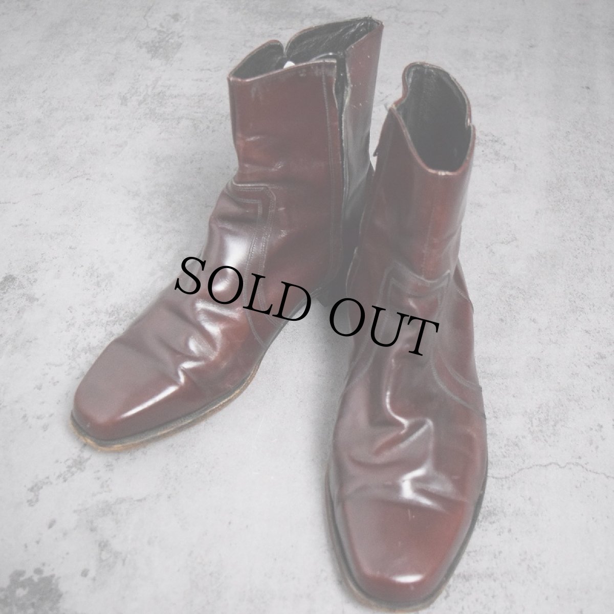 画像1: 〜80's FLORSHEIM サイドジップ レザーブーツ BURGUNDY 28.5cm (1)
