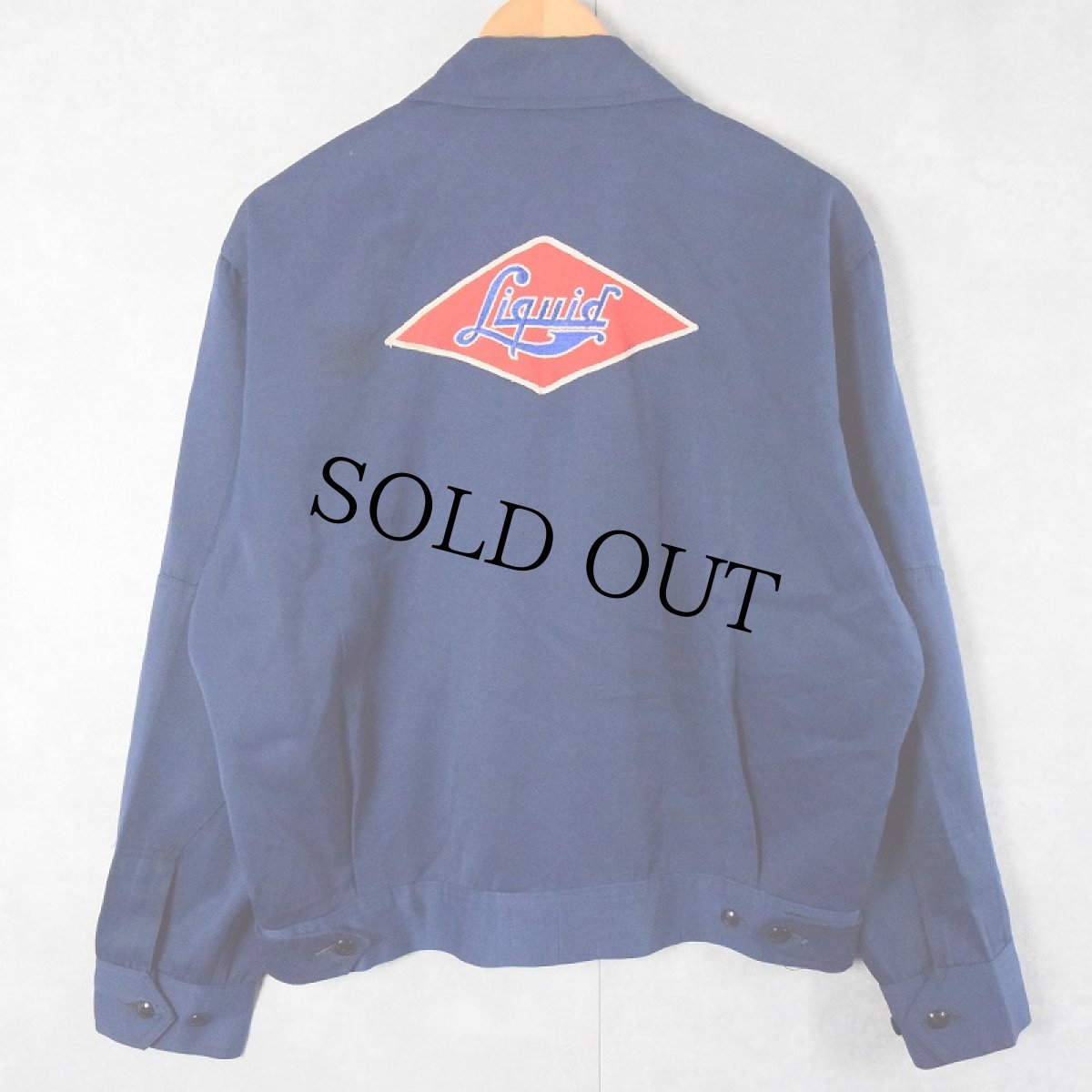 画像2: 60〜70's Caleb V Smith & Son パッチ付き ポリエステル×レーヨン ワークジャケット NAVY (2)