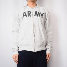 画像2: 90's Champion REVERSE WEAVE USA製 "ARMY" スウェットジップパーカー M (2)