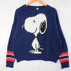 画像1: PEANUTS SNOOPY キャラクター柄織り アクリル×ウールニットセーター (1)