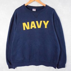 画像1: SOFEE "NAVY" 前V プリントスウェット NAVY L (1)