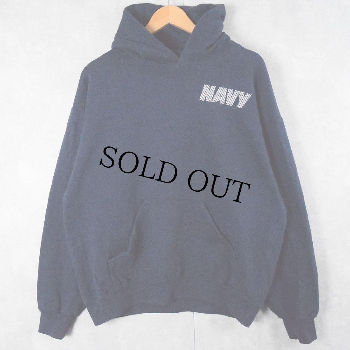 画像2: U.S.NAVY USA製 "NAVY" リフレクタープリントスウェットフーディー NAVY L (2)