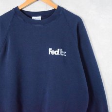 画像2: 90's FedEx USA製 企業ロゴプリントスウェット NAVY L (2)