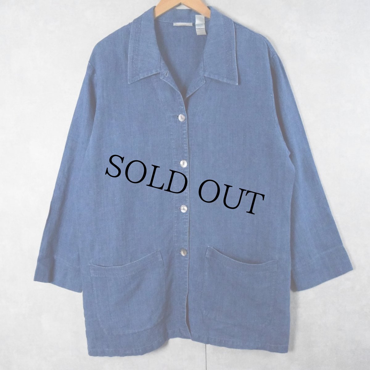 画像2: ELISABETH BY LIZ CLAIBORNE インディゴリネンジャケット/イージーパンツ SETUP SIZE14 (2)