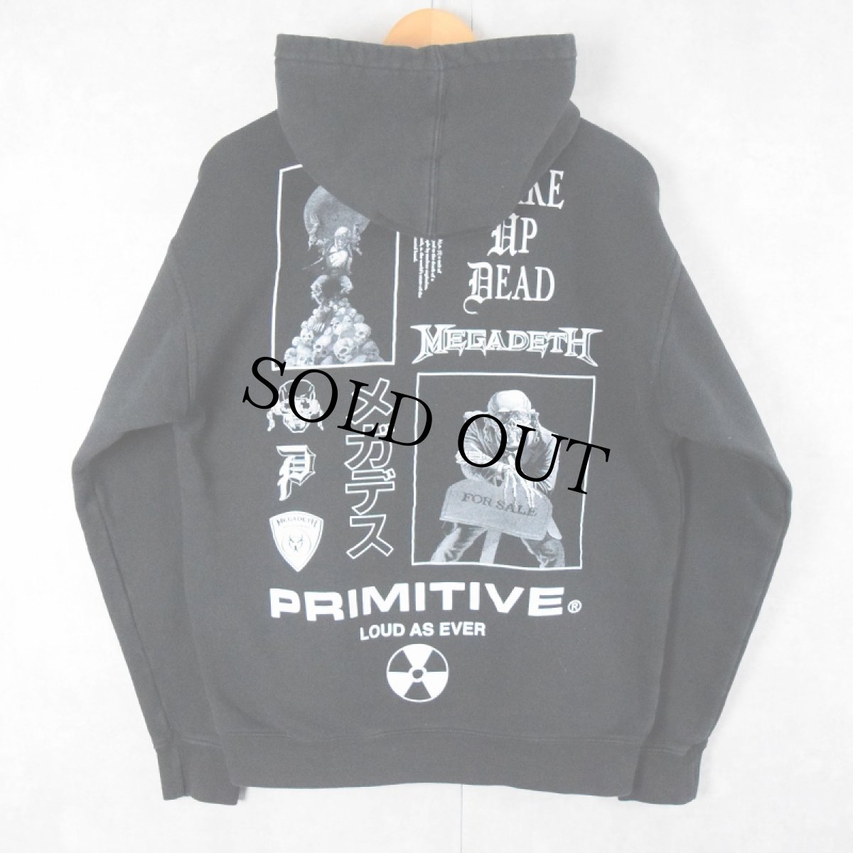 画像2: PRIMITIVE×MEGADETH スケートブランド×ヘヴィメタルバンド 袖プリントスウェットフーディ BLACK M (2)