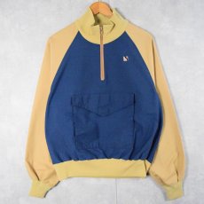 画像1: 80's OUTDOOR PRODUCTS USA製 ポリエステル×コットン ハーフジップジャケット NAVY×BEIGE L (1)