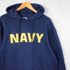 画像1: SOFFE "NAVY" プリントスウェットフーディ NAVY M (1)