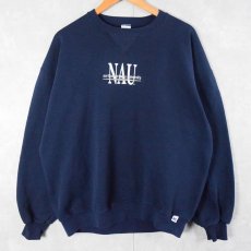 画像1: 90's〜 RUSSLL ATHLETIC USA製 "NAU" 前V プリントスウェット NAVY XL (1)