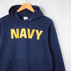 画像1: 90's SOFFE "NAVY" プリントスウェットフーディ NAVY M (1)