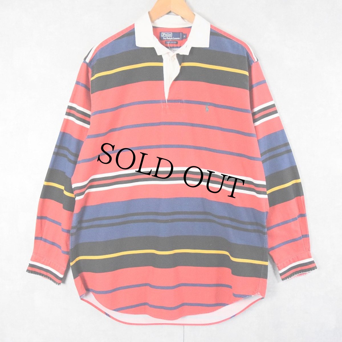 画像1: POLO Ralph Lauren ボーダー柄 ラガーシャツ M (1)