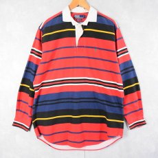 画像1: POLO Ralph Lauren ボーダー柄 ラガーシャツ M (1)