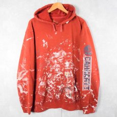 画像1: Carhartt ペンキペイント ロゴプリントスウェットフーディー L (1)