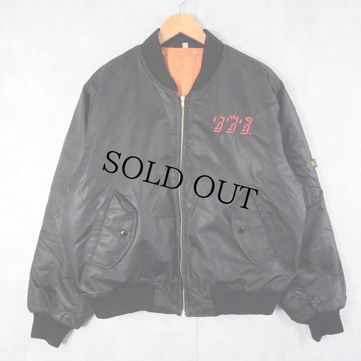 画像2: THE POLICE ロックバンド刺繍 ナイロンフライトジャケット BLACK S (2)