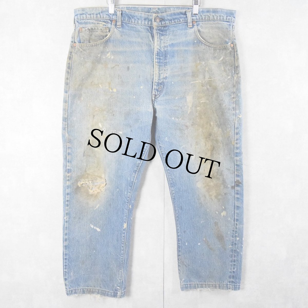 画像1: 70's Levi's 505 66single ペンキペイントデニムパンツ W42 (1)