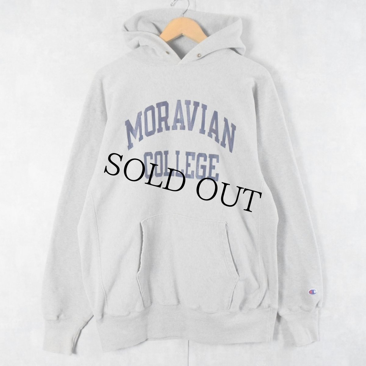 画像1: 90's Champion REVERSE WEAVE "MORAVIAN COLLEGE" プリントスウェットフーディー XXL (1)