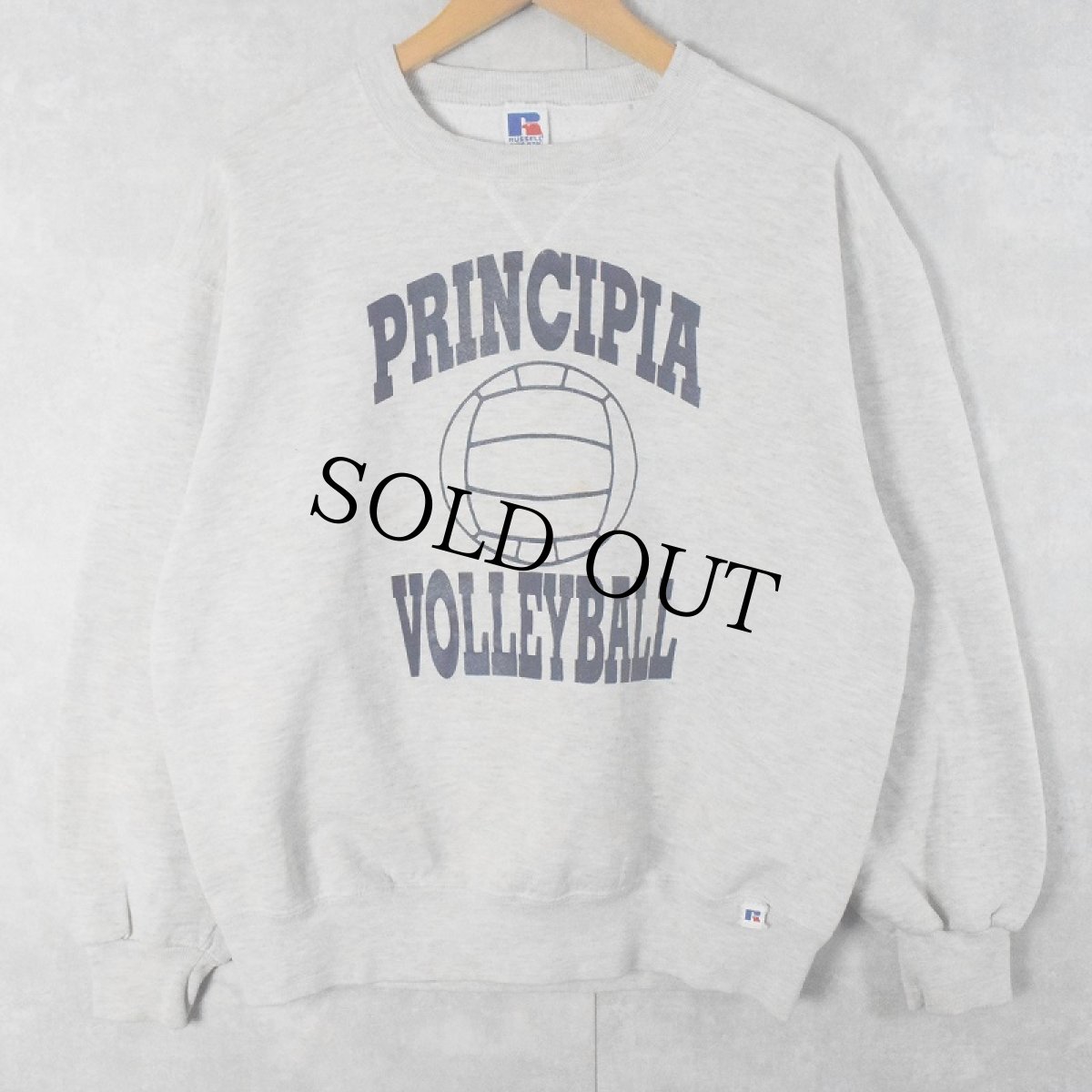 画像2: 90's RUSSEL ATHELETIC USA製 "PRINCIPIA VOLLEYBALL" 前V バックプリントスウェット L (2)