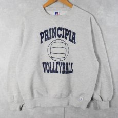 画像2: 90's RUSSEL ATHELETIC USA製 "PRINCIPIA VOLLEYBALL" 前V バックプリントスウェット L  (2)