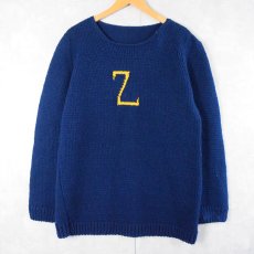 画像1: "Z" ハンドメイド ウールニットセーター (1)