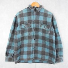 画像1: 〜90's CASTOR CANADA製 ブロックチェック柄 ヘビーネルシャツ M (1)