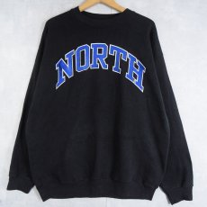 画像1: 90's TULTEX USA製 "NORTH" プリントスウェット BLACK XL (1)