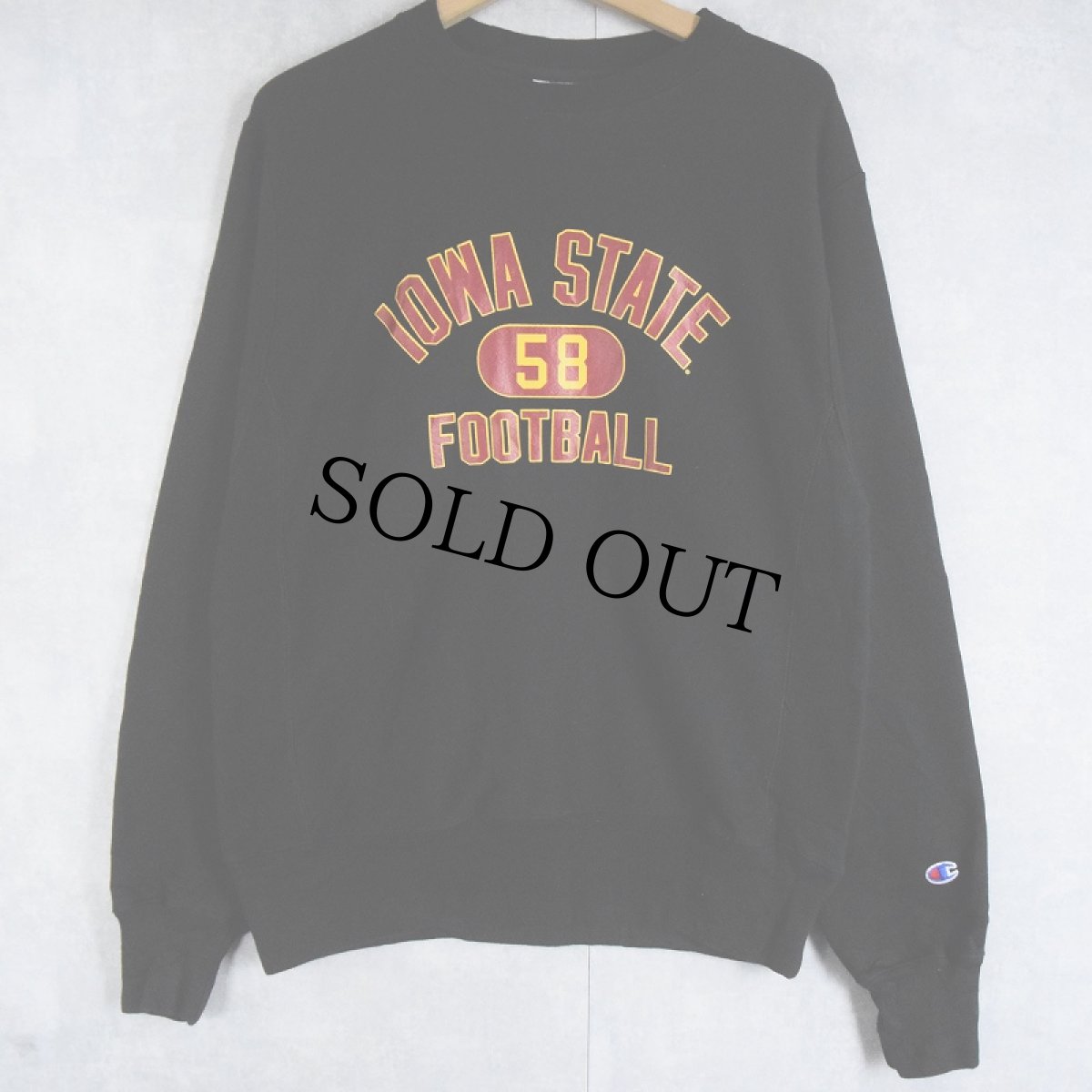 画像1: 2000's Champion REVERSE WEAVE "IOWA STATE" プリントスウェット BLACK S (1)