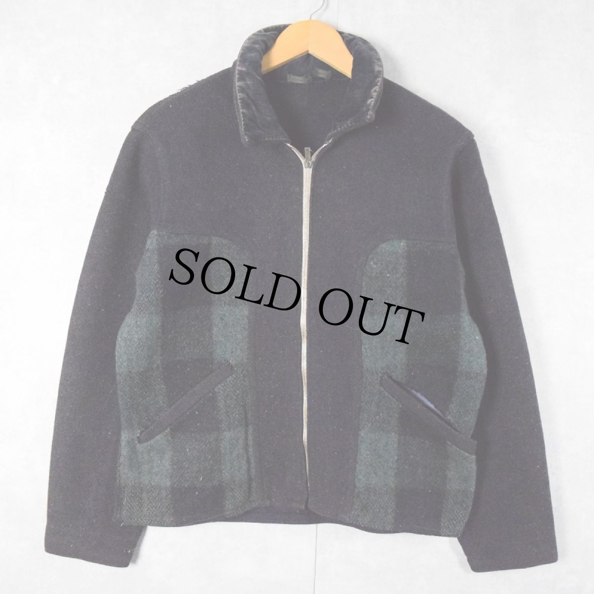 画像1: 〜50's ウールスポーツジャケット NAVY (1)