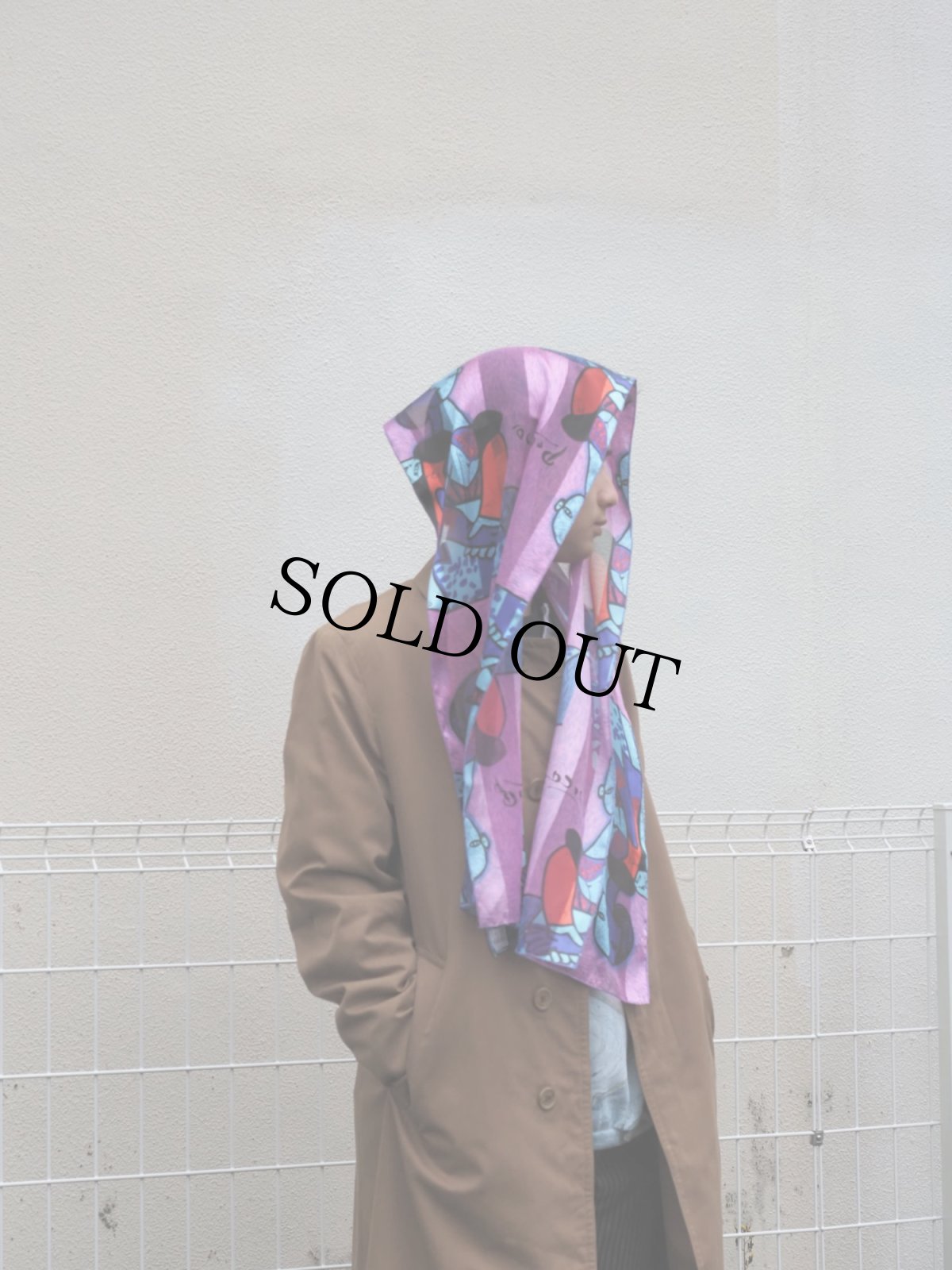 画像2: Picasso アート柄 メッシュ切り替え スカーフ (2)