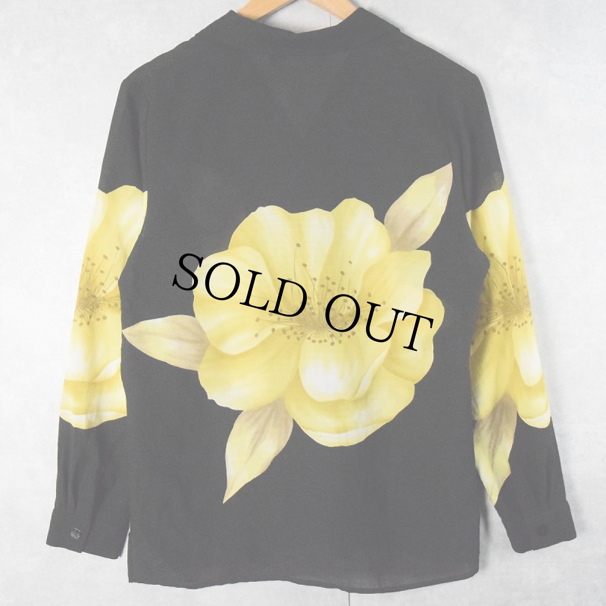 画像2: SAG HARBOR 花柄 オープンカラーシースルーシャツ BLACK (2)