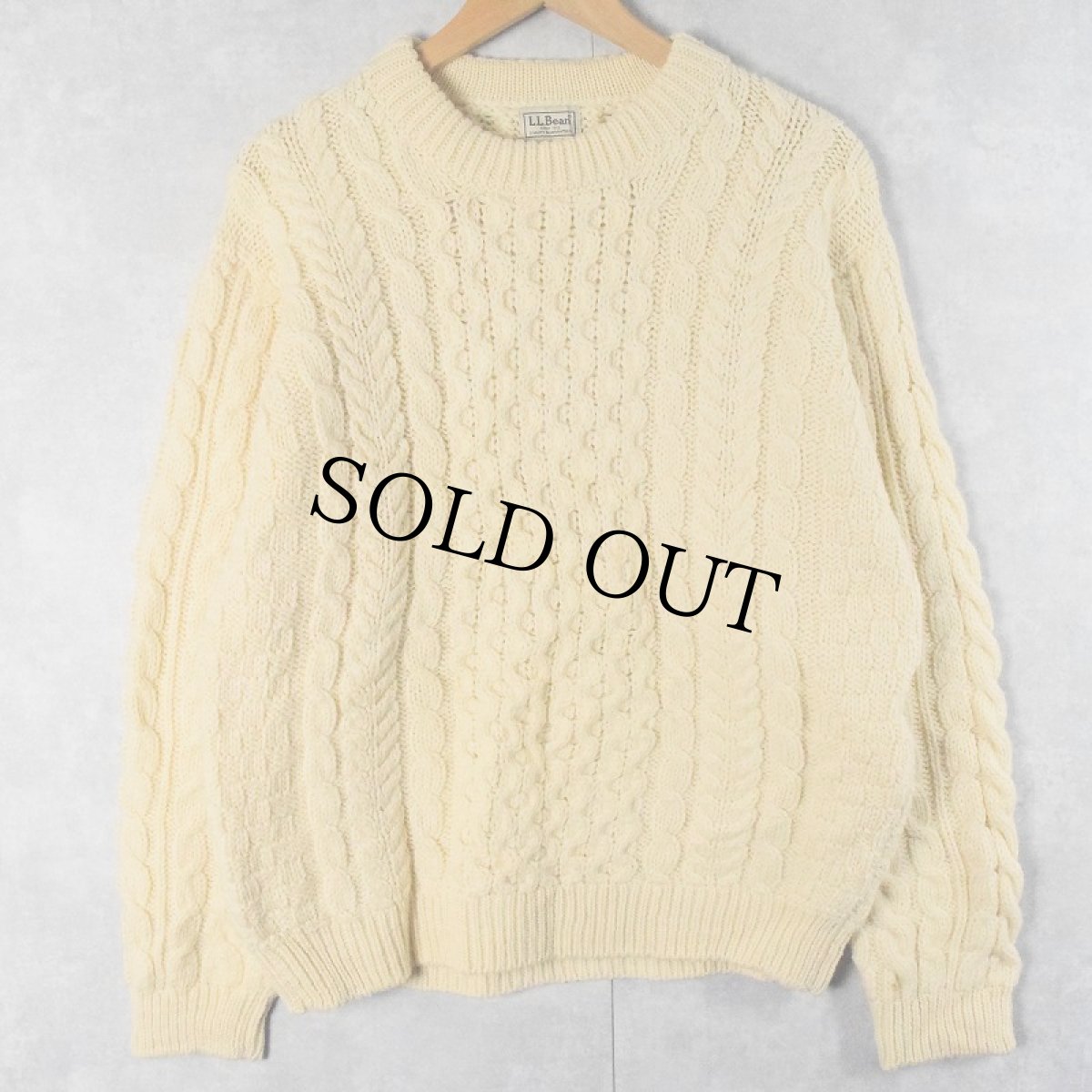 画像1: 【SALE】 90's L.L.Bean IRELAND製 ウールアランニットセーター M (1)