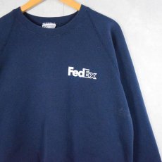 画像2: 90's FedEx USA製 企業ロゴプリントスウェット NAVY L (2)