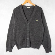 画像1: 70〜80's CHEMISE LACOSTE FRANCE製 ロゴワッペン ウール×アクリルニットカーディガン SIZE3 (1)