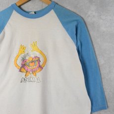 画像1: 70's USA製 セサミストリート キャラクタープリント ラグランTシャツ XL (1)