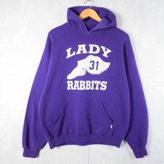 画像1: RUSSELL ATHLETIC "LADY RABBITS" プリントスウェットフーディー L (1)