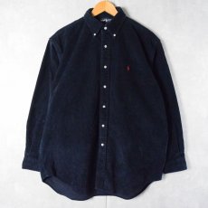 画像1: POLO Ralph Lauren ロゴ刺繍 コーデュロイボタンダウンシャツ NAVY L (1)