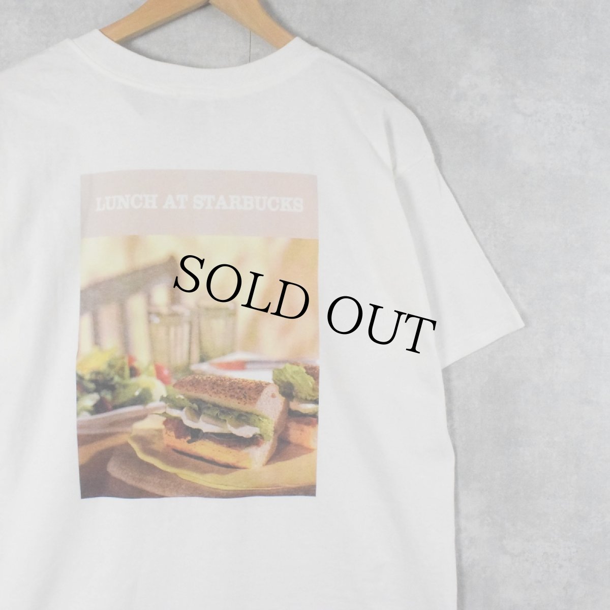 画像2: STARBUCKS COFFE "LUNCH AT STARBUCKS" フォトプリントTシャツ L (2)
