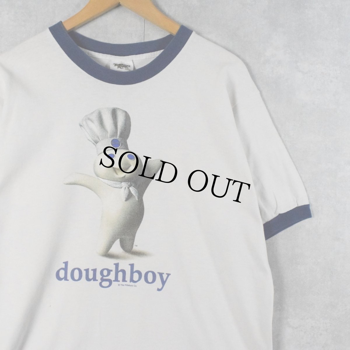 画像1: 90's Pillsbury Doughboy USA製 キャラクタープリントリンガーTシャツ L (1)