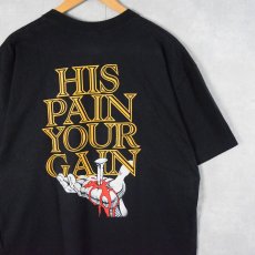 画像2: 90's LORD'S GYM USA製 "HIS PAIN YOUR GAIN" ジーザスパロディTシャツ XL (2)