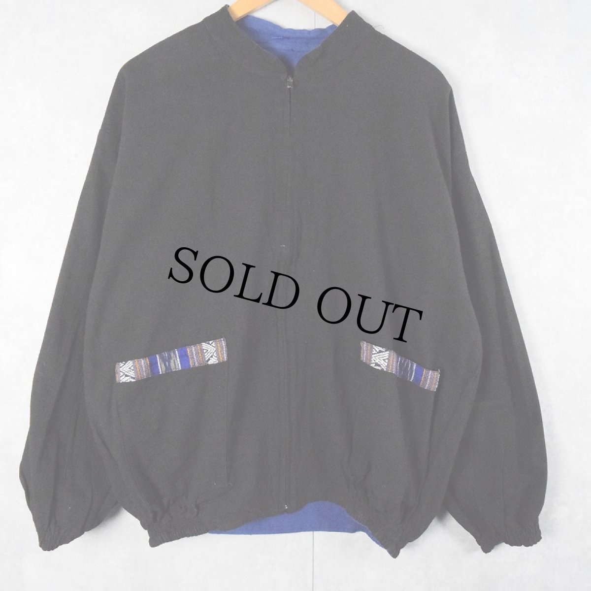 画像3: 民族柄 リバーシブル コットンジップジャケット XL (3)