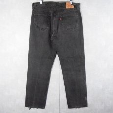 画像2: 90's Levi's 501 USA製 "サルファブラック" ブラックデニムパンツ W35 (2)