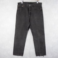 画像1: 90's Levi's 501 USA製 "サルファブラック" ブラックデニムパンツ W35 (1)