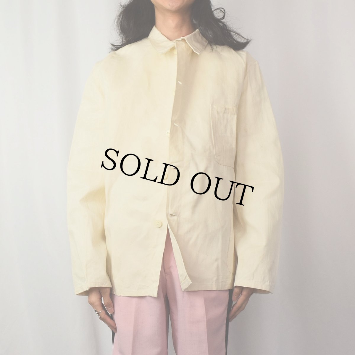 画像2: 70〜80's EURO HERMANN SANFOR ヘリンボーンツイル ワークジャケット SIZE56 (2)