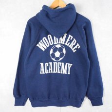 画像1: 80's Champion トリコタグ USA製 "WOODMERE ACADEMY" プリントラグランスウェットフーディー L (1)