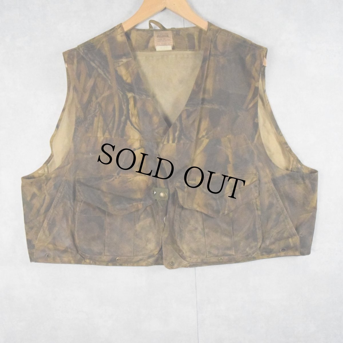 画像2: 90〜2000's FILSON USA製 リアルツリーカモ柄 オイルドベスト L (2)