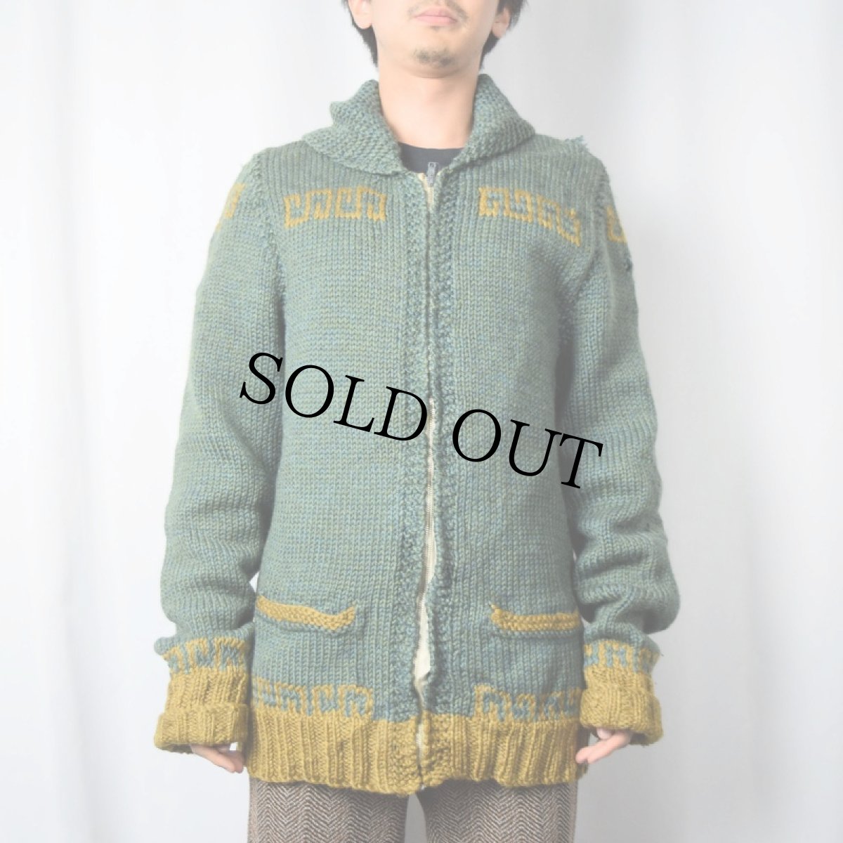 画像2: 50〜60's ショールカラー カウチンニットジャケット (2)