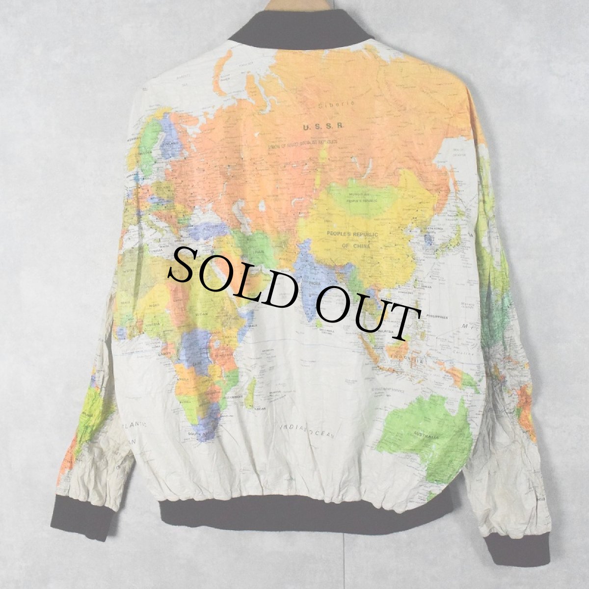 画像2: 90's 世界地図柄 ペーパージャケット XL (2)