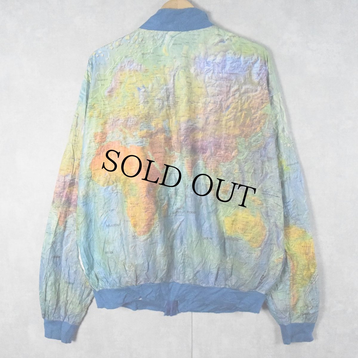 画像2: 90's 世界地図柄 ペーパージャケット XXL (2)