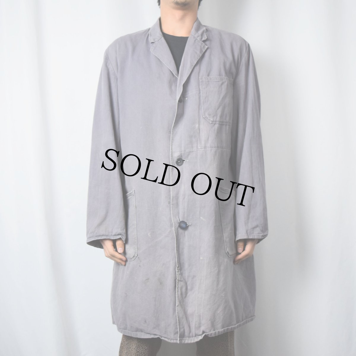 画像2: 70's EURO MERK コットンアトリエコート SIZE50 (2)